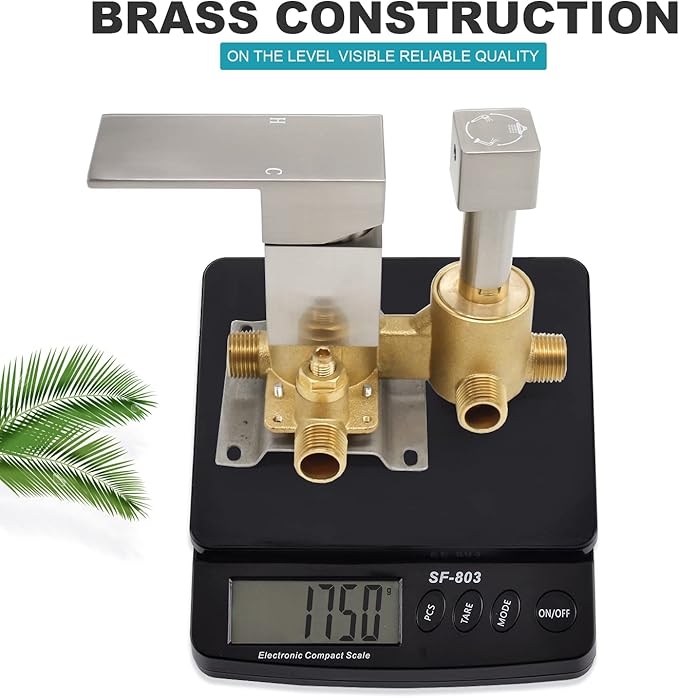Brushed Nickel 3 Way Outlet Shower Diverter Valve - Flow Control Mixer Mixing Rough-In Shower Valve Modern Concealed