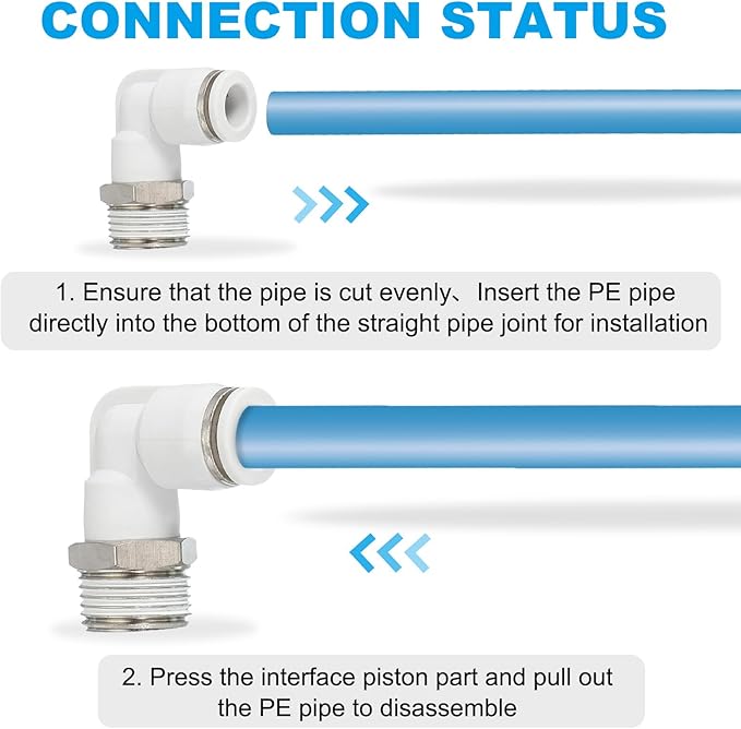 PATIKIL Push to Connect Fitting, 10 Pack Pneumatic Air Elbow Quick Connector 1/4"PT Male Thread x 8mm Tube 90 Degree Connect Tubing Elbow Air Tube Fitting Pneumatic Quick Adapter, White