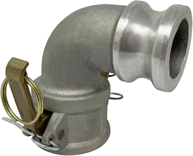 Gloxco Aluminum Type DA Cam and Groove Hose Fitting, 90 Degree Elbow, 1-1/2" Female Camlock x 1-1/2" Male Camlock (CAM-15-DA90-AL)