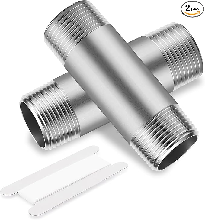 1"x4" 304 Stainless Steel Pipe, 1" NPTx 1" NPT Male Threaded Nipple, SCH40 Heavy Duty Pre-Cut Steel Pipe for Plumbing Gas, Hydraulic, and Industrial Applications(4",2 Piece)