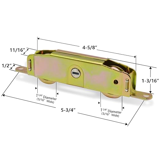 Sliding Patio Door Rollers Replacement Hardware Fits Jeld Wen, Truth Part #31761A, Milgard, Marvin, 1-1/4" Steel Ball Bearing Wheels, 5-3/4" H.C., Side Adjustable, 2 Pack