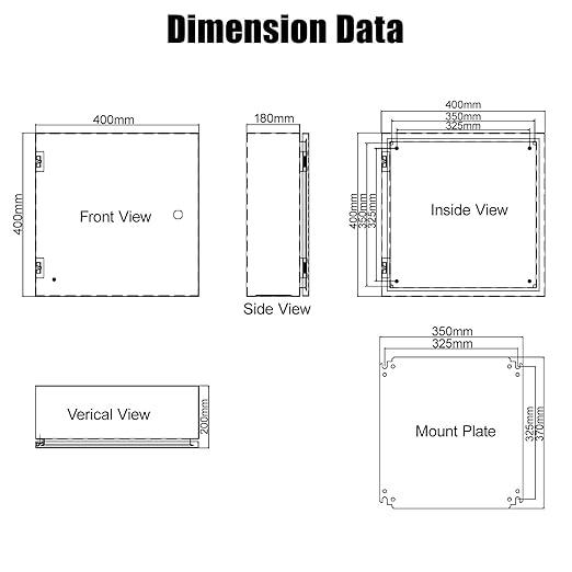 LeMotech Electrical Box 16 x 16 x 8 inch Steel Enclosure, IP66 Waterproof Dustproof Junction Box Wall-Mounted for Outdoor/Indoor Lockable with Equipment Mounting Plate