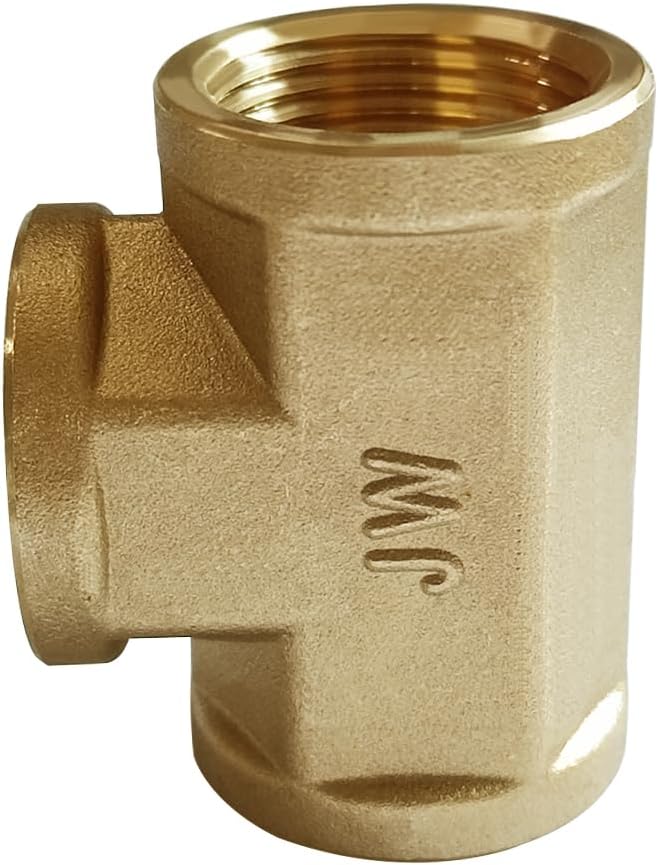 Joywayus 3/4 NPT Threaded Brass Pipe Fitting Tee T 3-Way Female Adapter