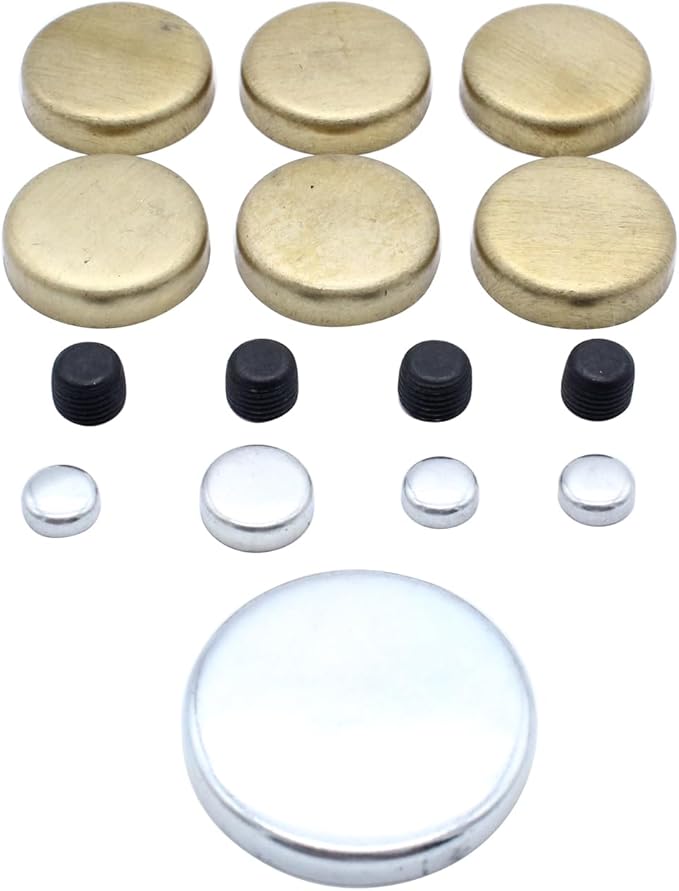 15 PCS/Set Freeze Plug Kit Brass Expansion Plug Kit MPE-108BR Compatible with Ford Small Block Windsor Engines 260 289 302 351 1962-2001