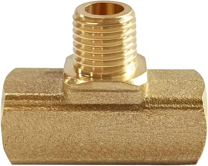 2PCS Brass Tee Pipe Fitting 1/4" NPT Female x 1/4" NPT Male x 1/4" NPT Female for Water/Oil/Gas