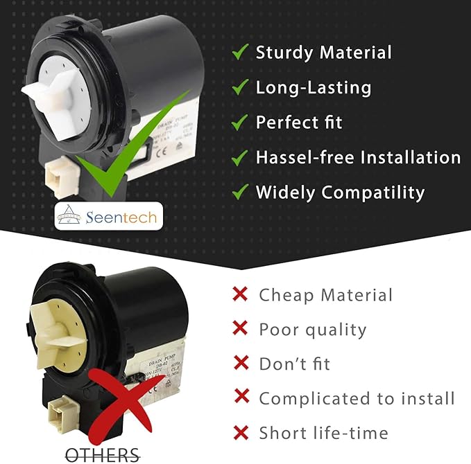 DC31-00054A Washer Drain Pump by Seentech - Compatible Samsung Washing Machines - Replaces Part Numbers AP4202690, 1534541, DC31-00016A, PS4204638