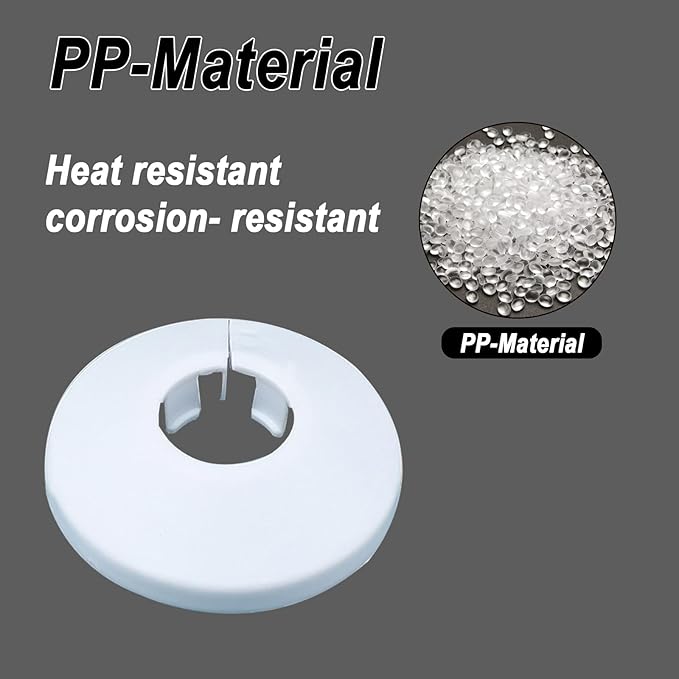 16mm Pipe Cover Decoration; Fit 0.63" Outer Diameter Pipe/Hole; White PP Plastic Escutcheon Collar; Snap-on Water Escutcheon Plate for Bathroom Kitchen Wall Tube Decor 1Pc