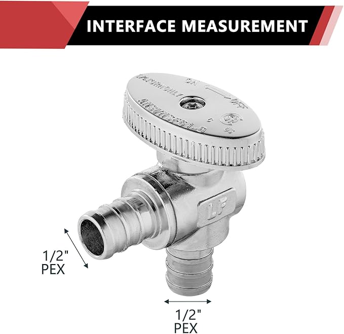 (Pack of 5) EFIELD 1/4 Turn Angle Stop Valve Barb Crimp 1/2" Pex X 1/2" Pex Chrome Plated Brass, ASTM 1807,(VALVE102-5PCS)