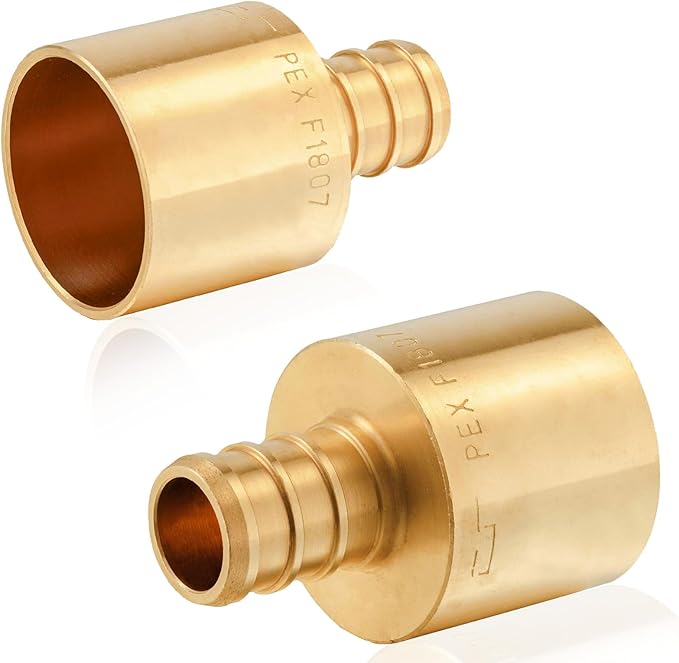 200-Pack HeSun PEX Fittings, 1/2" PEX x 3/4" Female Sweat Adapter (Over Copper Tube), Brass Crimp Fitting for ASTM F1807(PEX1807131-200)