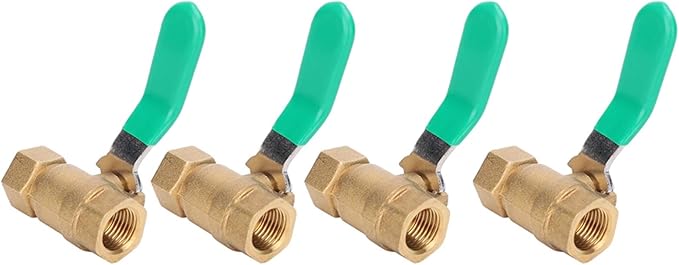 1/4in Female Thread Ball Valve, Brass Water Valve for Plumbing System, Thickened Brass Drain Shut Off Switch with Fixed Ball Structure, Automatic Pressure Relief Function