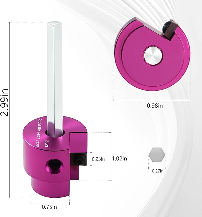 PVC Pipe Reamer Kit 1 PCS 3/4"(PPR75) for SCH 40 CPVC & ABS Plastic Fittings – Fits 1/2" Drills with 3/8" Hex Shaft – Ideal for Exhaust, Drain & Water Pipe Cleaning, Durable & Heavyduty