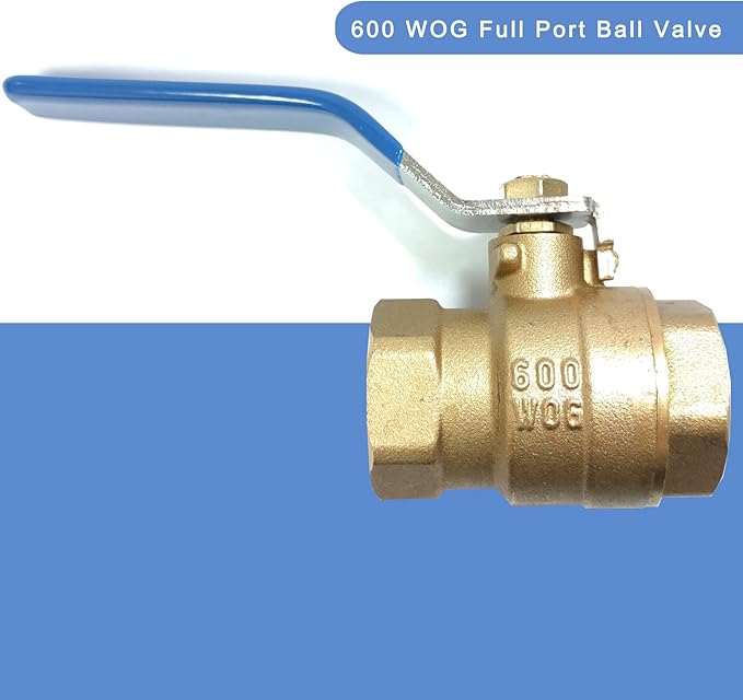 3/4 ball valve NPT Female Threaded Brass Ball Valve 3/4" Brass Body Ball Valve, 600 WOG Full Port Ball Valves US Standard Heavy-Duty water shut off valve- 3/4 inch (1-Pack)