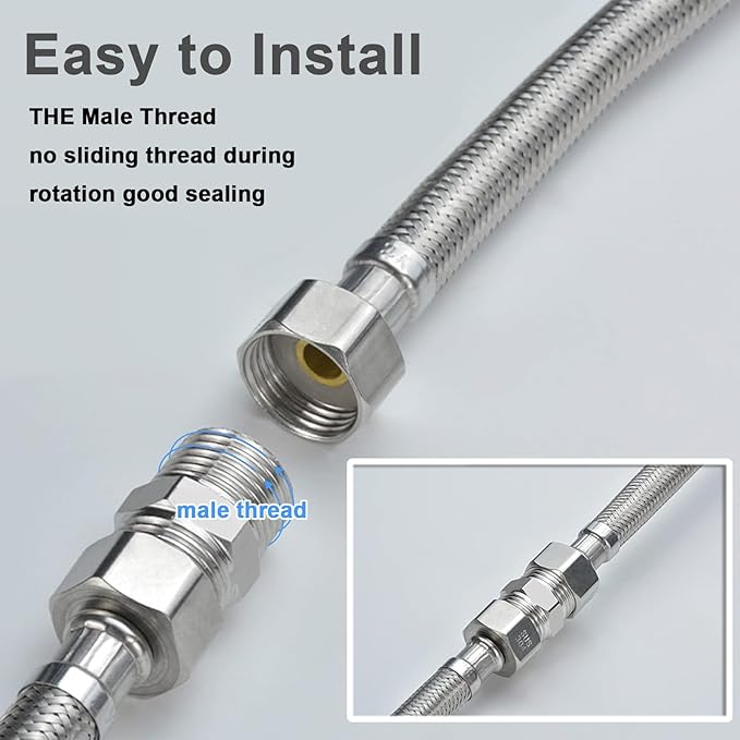 2Pcs 1" Male Hex Nipple Pipe Fittings, 304 Stainless Steel Threaded Adapter Fittings, 1 Inch Equal Nipples Connectors, Male Straight Threaded Pipe Fitting