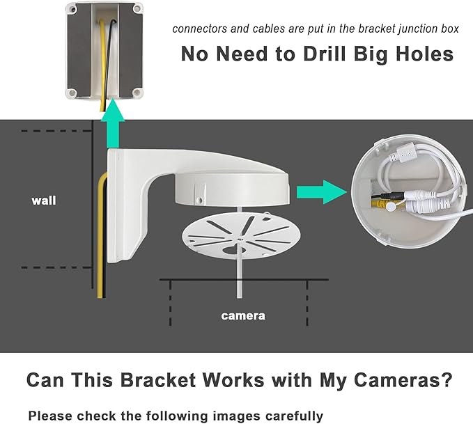 WiTi 4.7 inches Wall Mount Bracket for Dome Security Camera,Deep Base Junction Box Cable Management Mounting Case, CCTV IP Surveillance Cameras Holder Metal Solid Outdoor Indoor