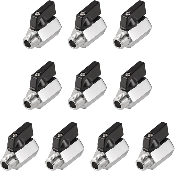 1/4" Mini Ball Valve NPT Female X Male Shut-Off Valve, 2-Way Full Port Shut Off Valve, Manual On/Off Control, for Water Air Oil Gas, Industrial & Household Plumbing Applications-10pcs