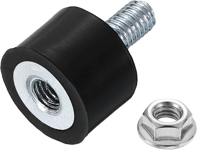 uxcell M5 Rubber Mounts, 1Pcs 15x10mm(DxH) Rubber Cylindrical Anti Vibration Isolator Shock Absorber with Lock Nut for Car Bobbin Generator Air Compressors