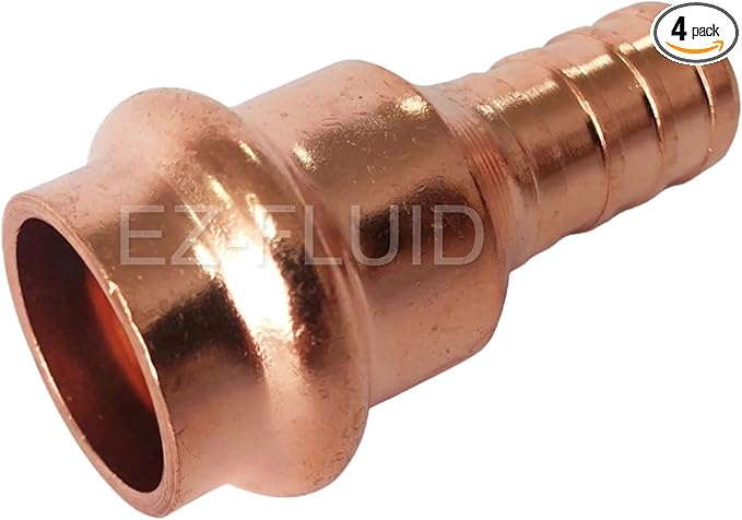 (4 Pack) EZ-FLUID Plumbing 3/4" Press X 1/2" Pex LF Copper Propress Adapter Pressure Copper Fitting F1807 Barb Crimp Pex-B x Press Coupling Connector for Residential,Commercial