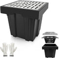 18x18x15 Inch Catch Basin with Stainless Steel Grate, Large Drainage Basin with Debris Basket, French Drain Basin Without Reserved Hole for Yard, Patio, Downspout, Commercial, Municipal Pipeline, Lawn