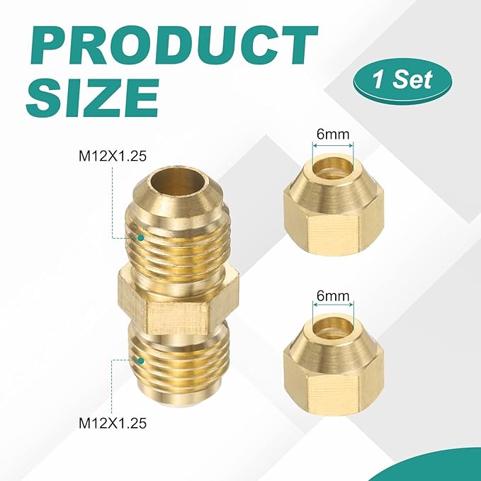 PATIKIL 6mm OD Copper Pipe Extension Joint Connectors, 1 Pcs Free Welding Copper Flare Fittings Pipe Coupling Adapter with Flare Nut for A C Pipeline Connection