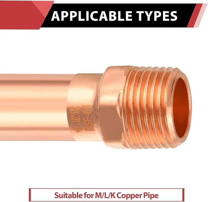 (Pack of 10) EFIELD 1/2-Inch Copper Male Adapter C x MIP, LF Copper Plumbing Fittings with Sweat Solder X MNPT Connection,(COPPER057)