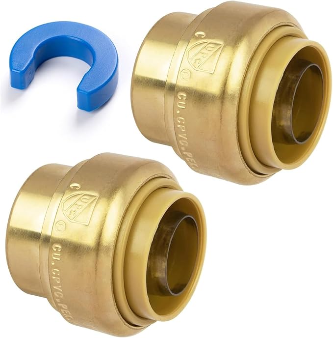 1/2" Push Fit End Cap, Push to Connect Brass Plumbing Fitting for PEX, Copper, CPVC Pipe, Heavy Duty Push Cap Fitting with Upgraded Stiffener and Disconnect Clip, NSF & UPC Certified, 2 Pack
