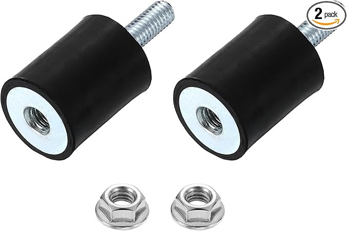 uxcell M6 Rubber Mounts, 2Pcs 20x25mm(DxH) Rubber Cylindrical Anti Vibration Isolator Shock Absorber with Lock Nut for Car Bobbin Generator Air Compressors