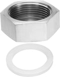 uxcell Hex End Cap 304 Stainless Steel Nut with Washer, G1-1/4 Female Thread Pipe Fitting, Gas Line Water Line Stop Valve Cap Tubing Ends for Plumbing Fittings, Silver Tone