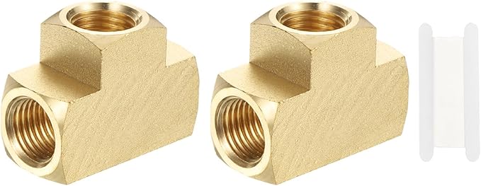 PATIKIL Brass Tee Fitting, 1Pcs 1/4" x 1/4" x 1/4" NPT Female Pipe 3 Way Forged Brass Barstock Street T-Fittings Pipe for Water Gas Refrigeration