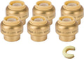 3/4 Inch Push End Cap,6 Pack PEX Brass Push-fit End Cap Plug with 1 Pack Discount Clip, Push-to-Connect Plumbing Fittings for Copper, PEX Pipe, CPVC