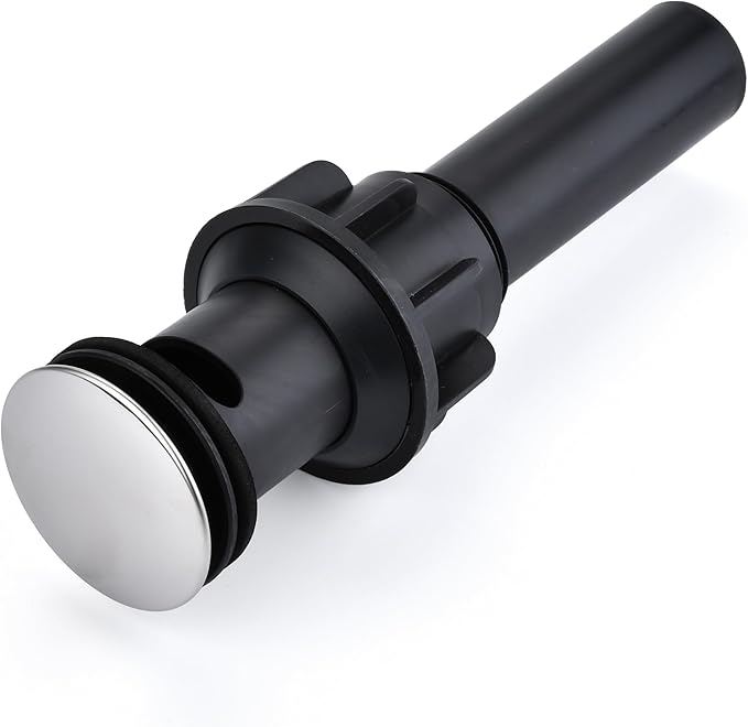 Bathroom Sink Drain with Overflow: Chrome+Black Bathroom Sink Drain Stopper for Bathroom Vanity Vessel Sink, Pop-up Sink Drain with Hair Catcher Anti-Clogging Strainer
