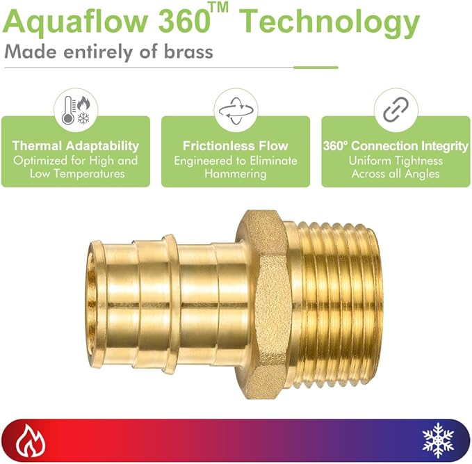 5 Pack Brass Expansion Male Adapter, 3/4 Inch Male NPT to 3/4 Inch PEX-A Brass Expansion PEX-A Fittingse,NSF/ANSI 61 NSF 372 Certificate, ASTM F1960 Certified