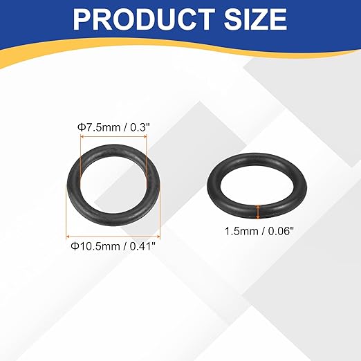HARFINGTON 50pcs Nitrile Rubber O-Rings 10.5mm OD 7.5mm ID 1.5mm Width Metric Buna-N NBR Sealing Gasket Plumbing Sealing Repair O Rings for Car Auto Vehicle Repair Faucet Air Gas