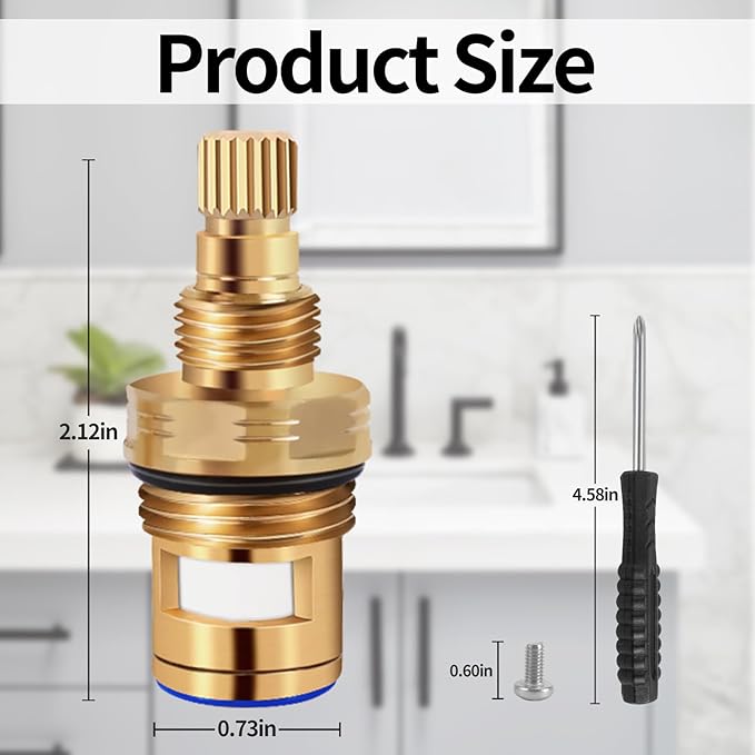 Brass KSRPL3200HC&Brass KSRPL3200CC Ceramic Cartridge Replacement Parts Set, Compatible With CC Basin Faucet Cold Ceramic Cartridge & Hot Ceramic Cartridge, 2-1/8"