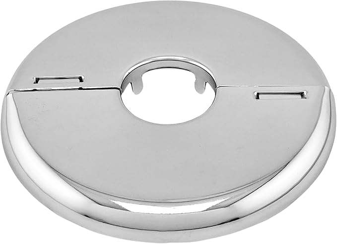 Retrofit Fire Sprinkler Escutcheon Cover Plate 1/2" IPS - Flat 2 Piece Stainless Round Split Flange for Easily Covering Gaps Between Fire Sprinkler Pipe and Ceiling or Wall - 1 PK