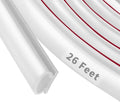 26 Feet D-Shape Rubber Weather Stripping Door Seal Strip, Self-Adhesive Backing Door Weatherstripping for Door Frame Insulation Large Gap, Easy Cut to Size(White)