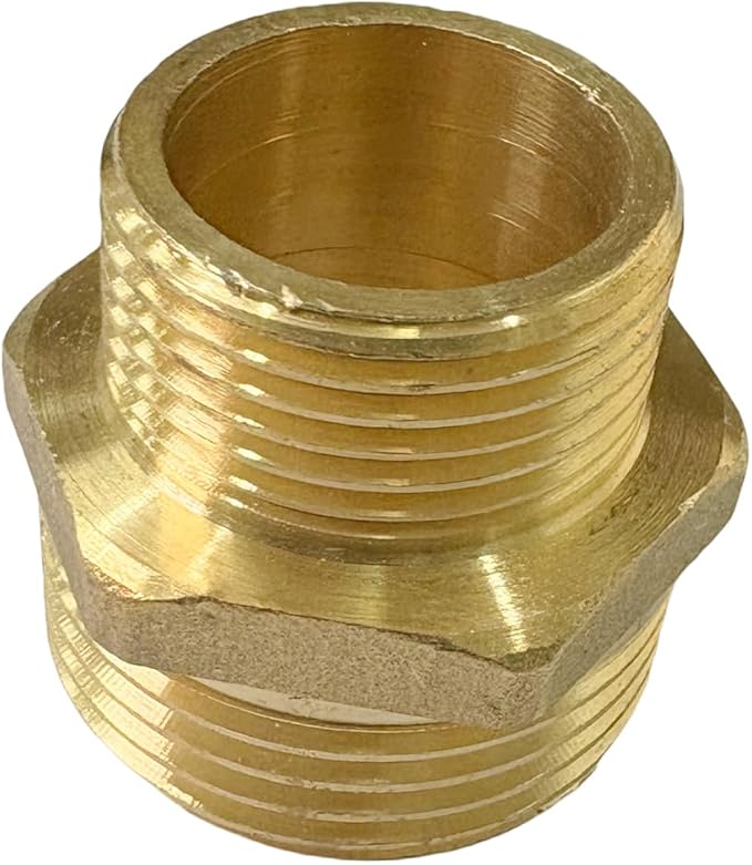 1" x 3/4" Male Threaded Hex Nipple Reducer Brass NPT Pipe Fitting Adapter Straight Connectors Pack of 2