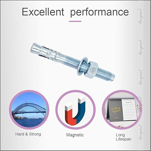 1/2" x 3-3/4" Wedge Anchor, for Cement and Concrete only, zinc-Plated Carbon Steel Screws and lag Bolts （ 30 pcs