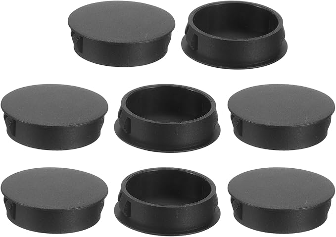 uxcell 8Pcs 35mm(1-3/8") Nylon Hole Plugs, Flush Type Panel Round Snap in Fastener Knockout Locking Plugs for Furniture Insert End Caps Panels, Black
