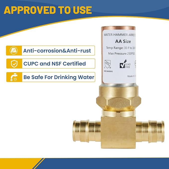 Water Hammer Arrestor,1/2Inch Tee Copper Water Arrestor,Pex-A Expansion Connection(20PACK,Copper Arrestor)(HAMMER008-20Pack)