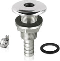 Thru Hull Fittings for Boats, Stainless Steel Yacht Through Hull Connecter with Straight Barb, Marine Barbed Hose Skin Fitting Drain for 3/4 inch I.D. Hose, 1 inch I.D. Hose