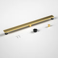Linear Shower Drain 42", 304 Stainless Steel Floor Drain with Grid Drain Cover & Hair Strainer, Rectangular Shower Drain w/CUPC Certified, Brushed Gold