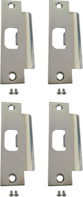 QCAA Steel Extended Lip Door Strike Plate, Latch D Hole, with Lip, 4-7/8" x 1-1/4", Nickel, 4 Pack, Made in Taiwan