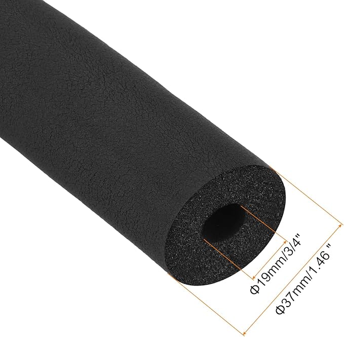 uxcell Foam Tubing for Handle Grip Support, Pipe Insulation Outside Pipe Lagging, 19mm(3/4") ID 37mm OD 1m Black