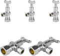 5-Pack Foskan 1/4 Turn Loose Key Angle Stop Valve,Compression Shut Off Valve 1/2" NOM (5/8" OD) x 3/8" OD,Chrome Plated Brass