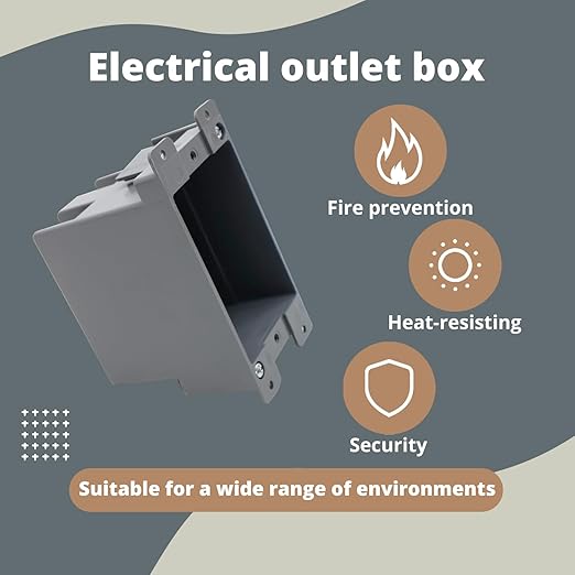 Old Work Electrical Box 1 Gang，PVC Electrical Junction Box for Switch，14 CU.in.Electrical Outlet Boxes Plastic Single (Pack of 6),for Home Improvement,ETL,Fire Rated for 2 Hours