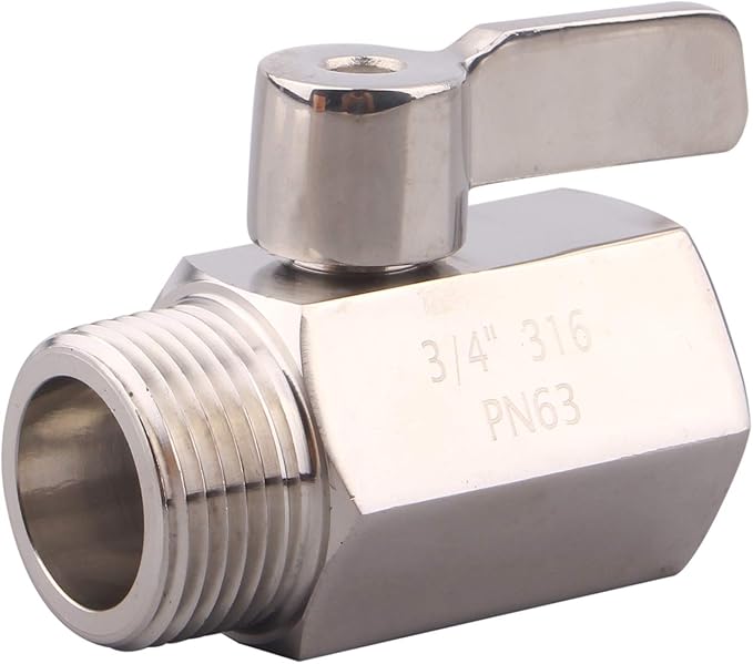 DERNORD 3/4 inch Stainless Mini Ball Valve NPT Female x Male Thread SUS316