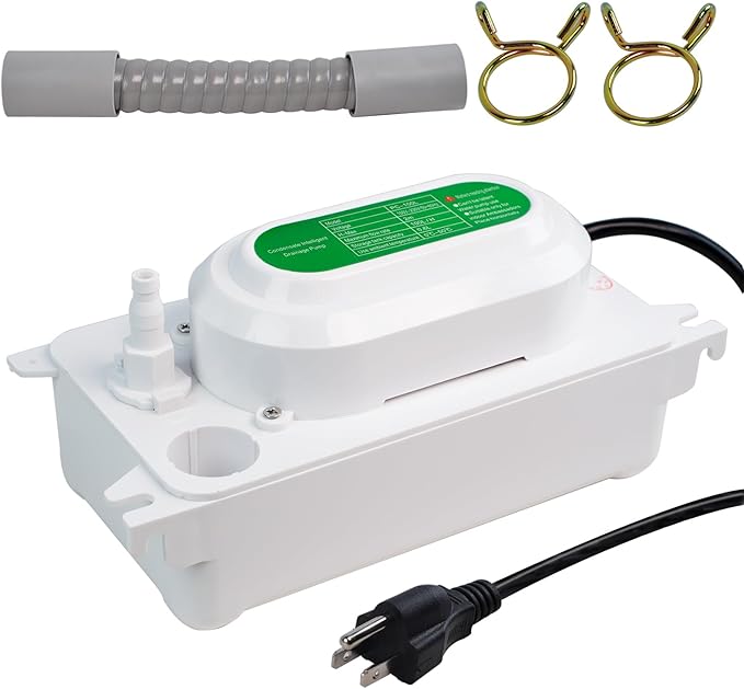 Condensate Pump, 6.6 ft/2 m Lift, 110V, 5W AC, 100 L/H Flow, Air Conditioner, Commercial Ice Makers, White
