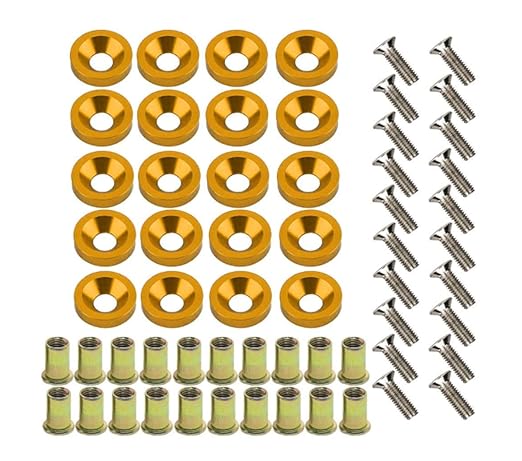 20-Piece Engine Dress up Kit: Aluminum Washers, Bolts & Rivet Nuts (Gold)