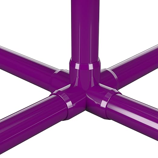 FORMUFIT 3/4" 5-Way Cross Furniture Grade PVC Fitting in Purple, Made in USA, UV-Resistant, Impact-Proof, 1.050” Actual Socket Diameter (Pack of 8) - F0345WC-PU-8