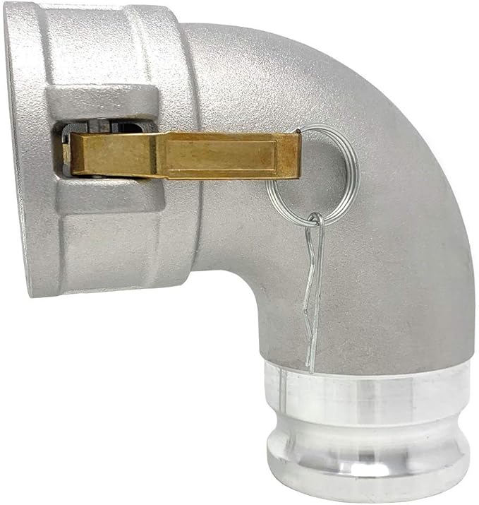 Gloxco Aluminum Type DA Cam and Groove Hose Fitting, 90 Degree Elbow, 3" Female Camlock x 3" Male Camlock (CAM-30-DA90-AL)